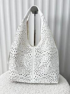 Maxfly torebka shopper na ramię i listonoszka 2w1 biała ażurowa