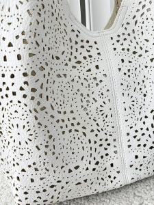 Maxfly torebka shopper na ramię i listonoszka 2w1 biała ażurowa