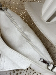 Maxfly torebka shopper na ramię i listonoszka 2w1 biała ażurowa