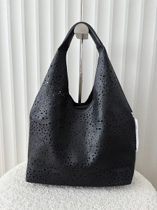 Maxfly torebka shopper na ramię i listonoszka 2w1 czarna ażurowa