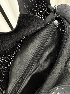 Maxfly torebka shopper na ramię i listonoszka 2w1 czarna ażurowa