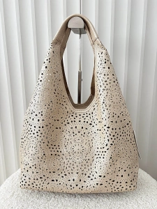 Maxfly torebka shopper na ramię i listonoszka 2w1 złota ażurowa