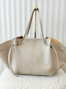 Laura Biaggi torba shopper skórzana beżowa