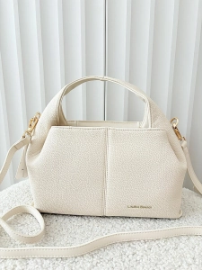 Laura Biaggi torebka mini shopper jasnobeżowa z przeszyciem