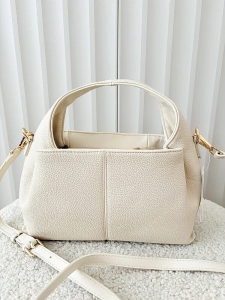 Laura Biaggi torebka mini shopper jasnobeżowa z przeszyciem