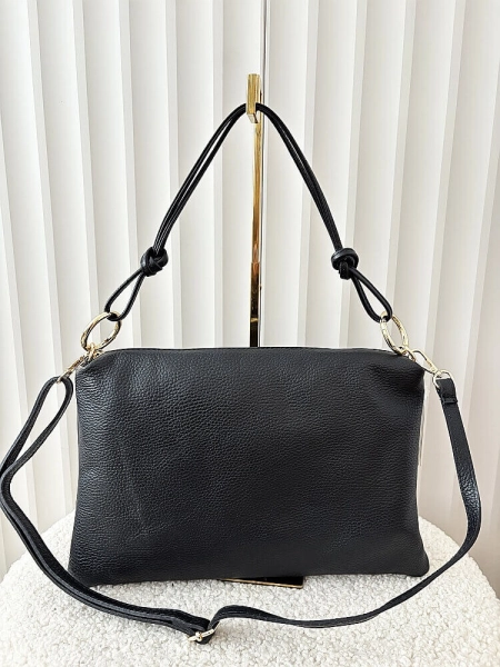 Laura Biaggi skórzana torebka na ramię czarna