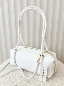 Laura Biaggi torebka kuferek na ramię skórzany biały