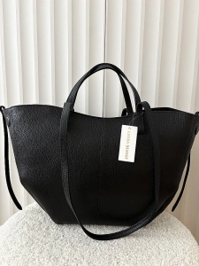 Laura Biaggi torebka shopper skórzana czarna