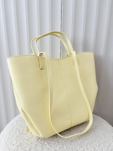 Laura Biaggi torebka shopper skórzana żółta