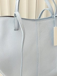 Laura Biaggi torebka shopper skórzana niebieska