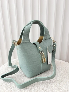 Laura Biaggi torebka mini shopperka skórzana zielona