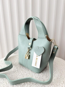 Laura Biaggi torebka mini shopperka skórzana zielona