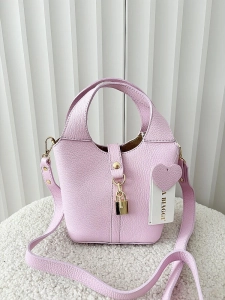 Laura Biaggi torebka mini shopperka skórzana różowa