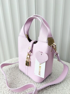 Laura Biaggi torebka mini shopperka skórzana różowa