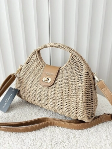 Flora&Co torebka kuferek koszyk beżowy z beżowym