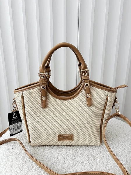 Gallantry torebka mini shopper beżowa plecionka