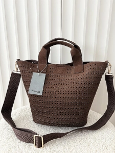 Minmin torebka shopperka czekoladowa ażurowa