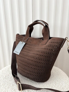 Minmin torebka shopperka czekoladowa ażurowa