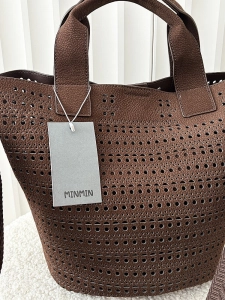 Minmin torebka shopperka czekoladowa ażurowa