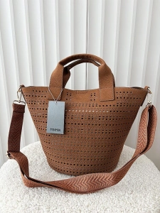 Minmin torebka shopperka brązowa ażurowa