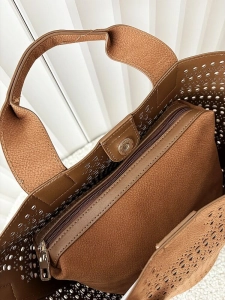 Minmin torebka shopperka brązowa ażurowa