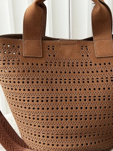Minmin torebka shopperka brązowa ażurowa