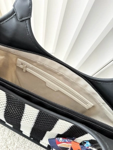 David Jones torba shopper czarno-biała plecionka