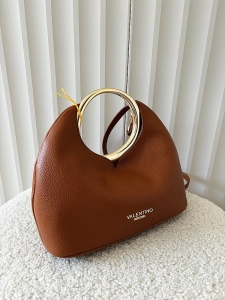 Torebka mini shopperka camelowa z okrągłą rączką