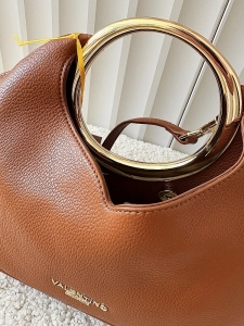 Torebka mini shopperka camelowa z okrągłą rączką