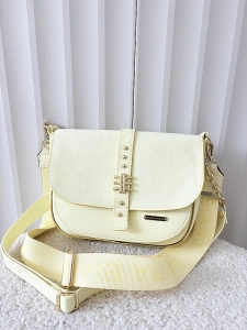 Laura Biaggi torebka listonoszka żółta z klapką ekozamsz 