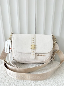 Laura Biaggi torebka listonoszka beżowa z klapką