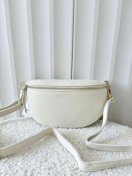 Laura Biaggi torebka nerka skórzana jasnobeżowa