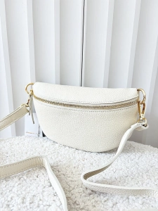 Laura Biaggi torebka nerka skórzana jasnobeżowa