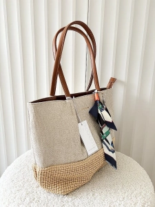 David Jones torba shopper na ramię beżowa plecionka