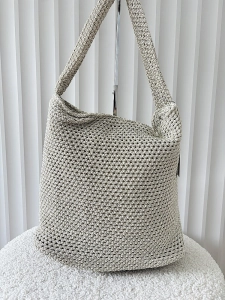 David Jones torebka shopper na ramię jasnozłota plecionka