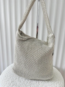 David Jones torebka shopper na ramię jasnozłota plecionka