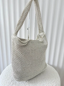 David Jones torebka shopper na ramię jasnozłota plecionka