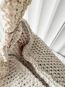 David Jones torebka shopper na ramię jasnozłota plecionka