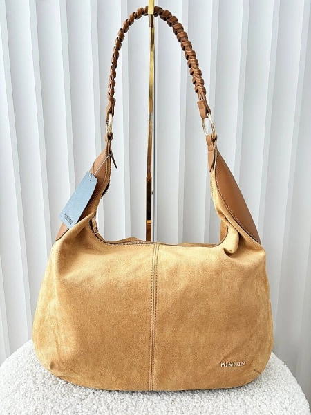 Minmin torebka shopper na ramię camelowa ekozamsz