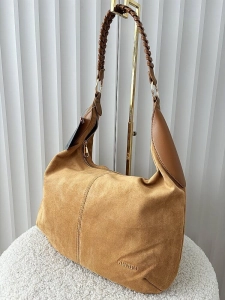 Minmin torebka shopper na ramię camelowa ekozamsz