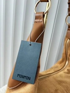 Minmin torebka shopper na ramię camelowa ekozamsz