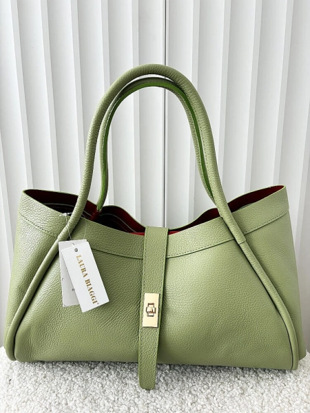 Laura Biaggi torebka shopper skórzana zielona