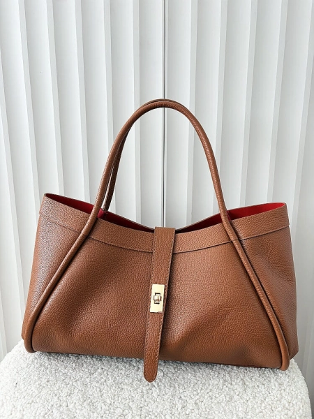 Laura Biaggi torebka shopper skórzana camelowa