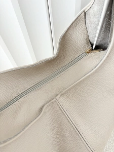 Laura Biaggi skórzana torba shopper na ramię beżowa