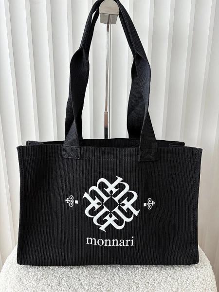 Monnari torebka shopper na ramię czarna materiałowa logowana