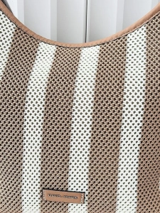 David Jones torba shopper na ramię brązowo-biała plecionka