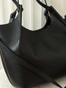 Laura Biaggi torebka shopper na ramię skórzana czarna