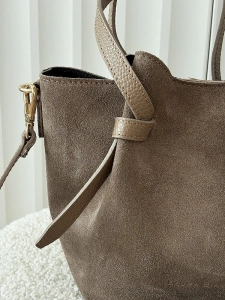 Laura Biaggi torebka mini shopper zamszowa taupe