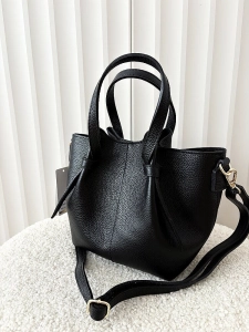 Laura Biaggi torebka mini shopper skórzana czarna