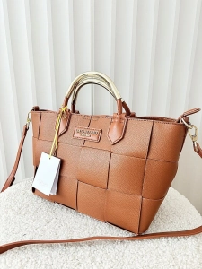 Torebka shopper camelowa plecionka